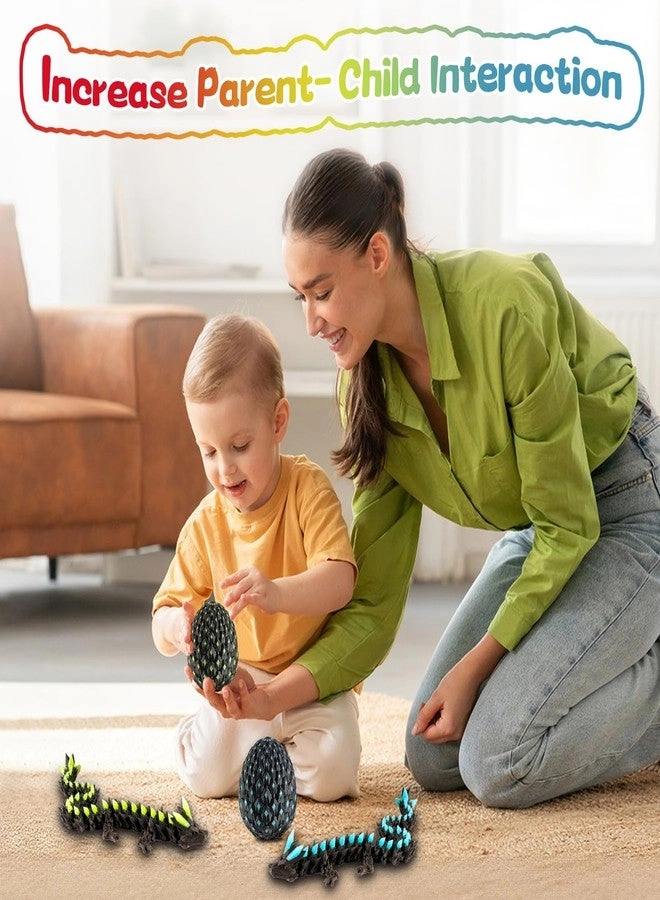 3D Printed Dragon - 2PCS Glow in The Dark UV Reactive