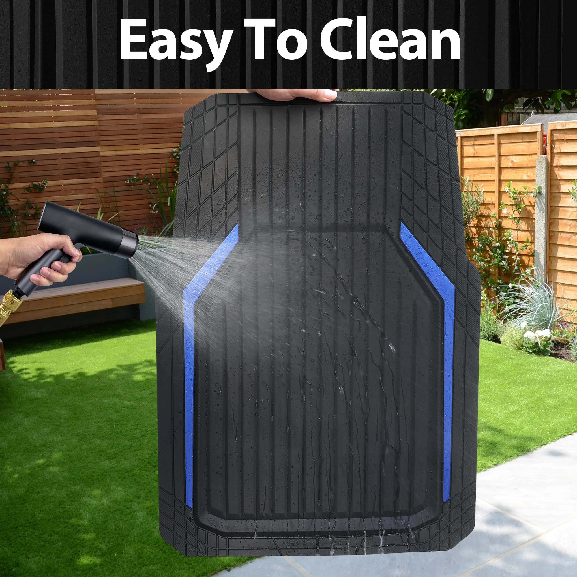 Heavy Duty Rubber Floor Mats - Universal Fit 3pcs Black Purple