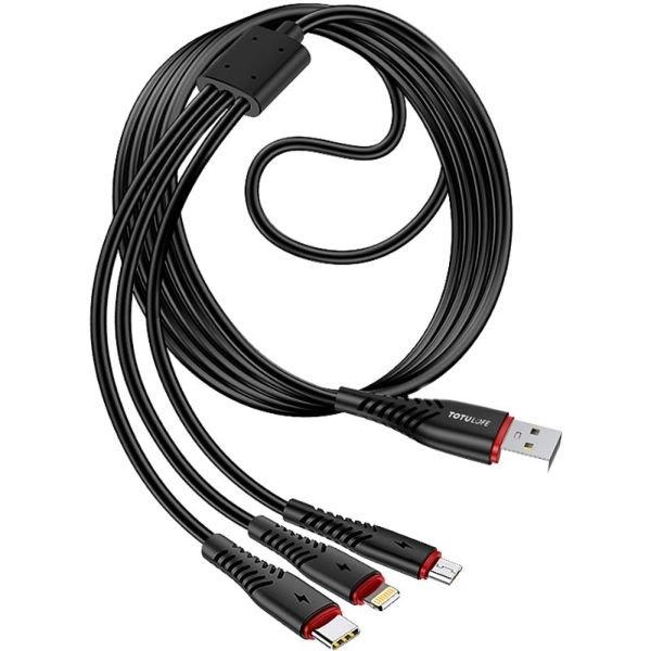 TOTUDESIGN Smart 3 in1 Series Cable - Lightning to Type-C to Micro 1.2m