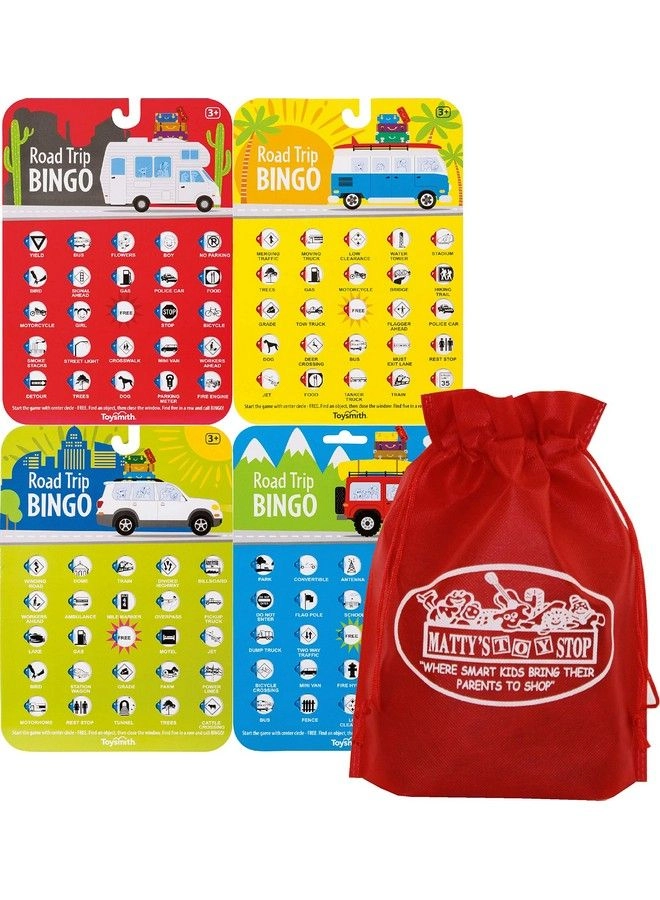 Road Trip Bingo Cards - Red Blue Green Orange + Matty'S Toy Stop Storage Bag - Bonus