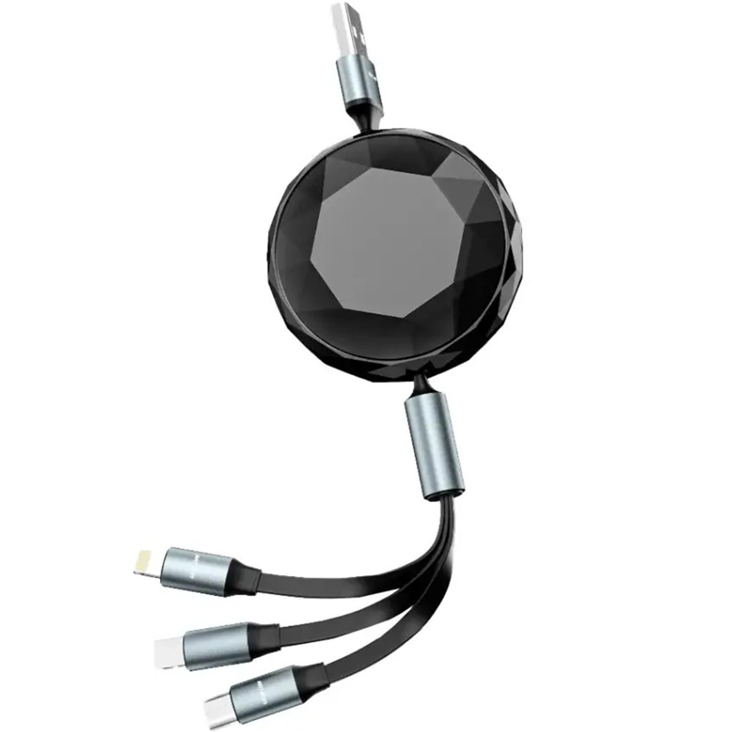 GREEN LION 5-in-1 Diamond Retractable Cable - USB-C to USB-A 1.2m