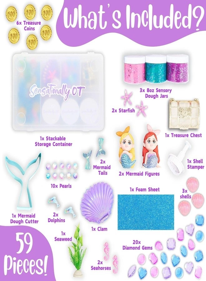 Mermaid Sensory Dough Kit - 3 Jars Cutters Stampers