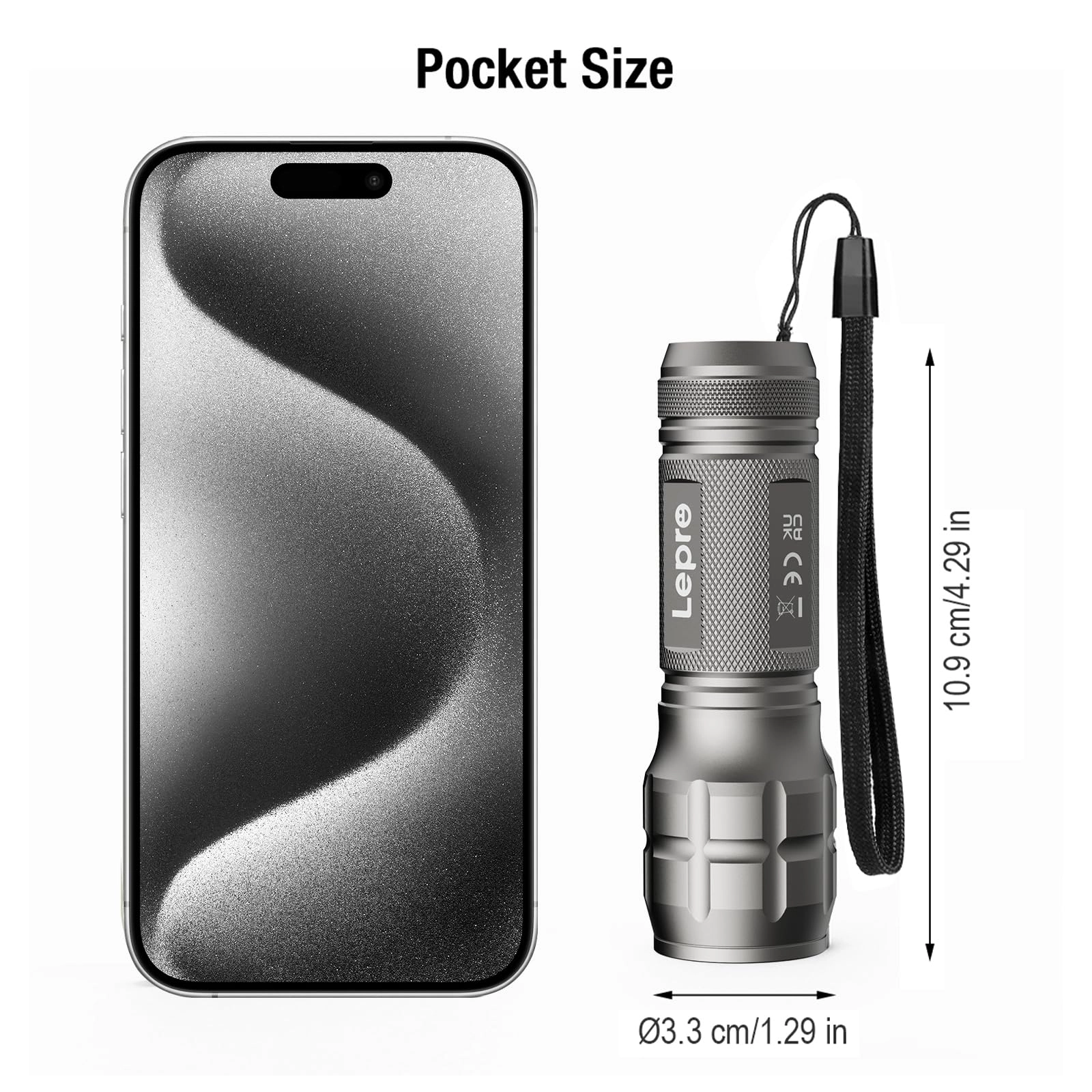 LED Flashlight - 140lm Waterproof Adjustable Focus 2 Pack