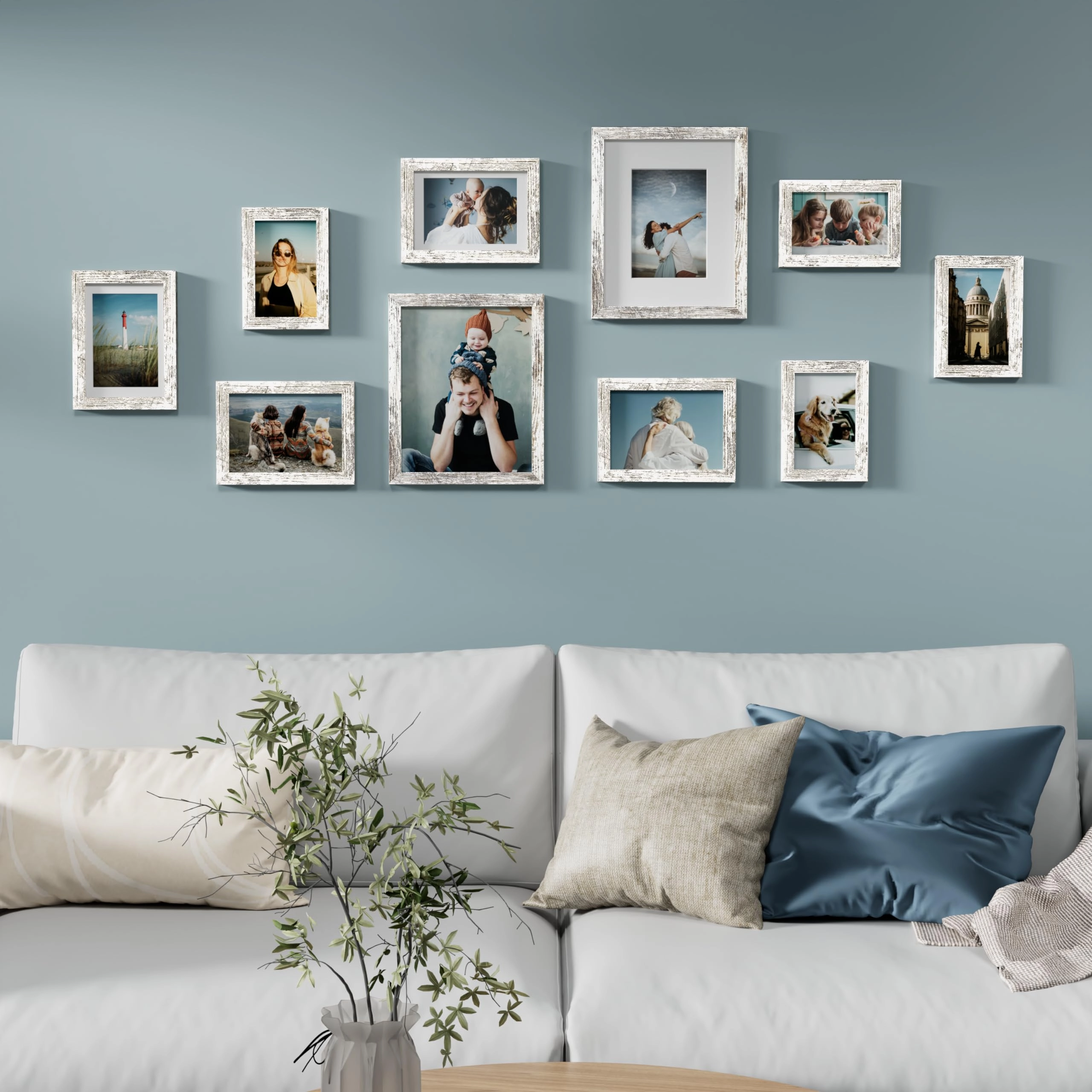 Picture Frames Set - 10 Pack Rustic Grey