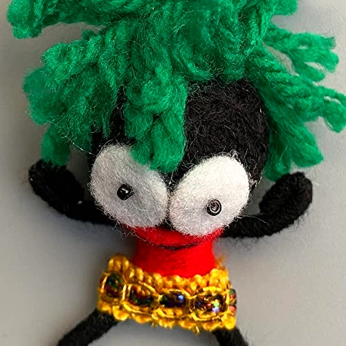 Voodoo String Doll Keychain - 7cm Green Hair