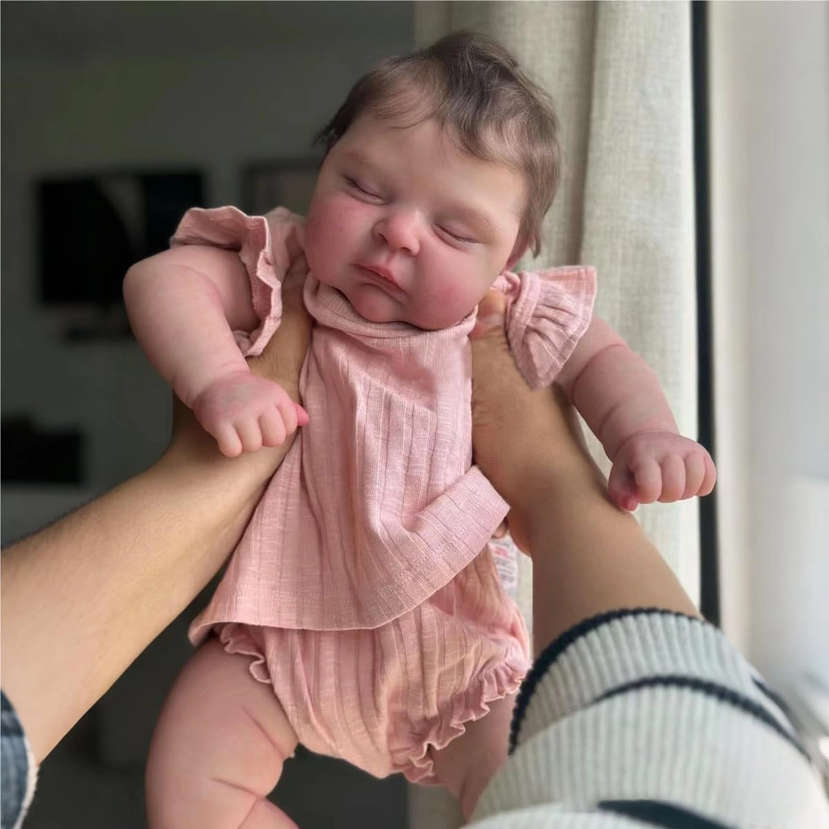 Babi Reborn Baby Doll - 20inch 50cm Vinyl Silicone Girl Sleeping Curly Pink Outfit Ages 3+