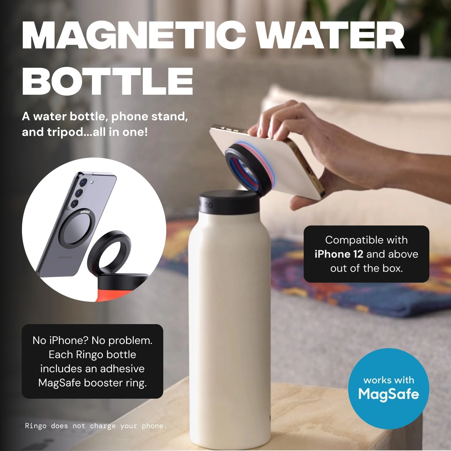 Insulated Water Bottle - Magnetic Ring - 946 ml