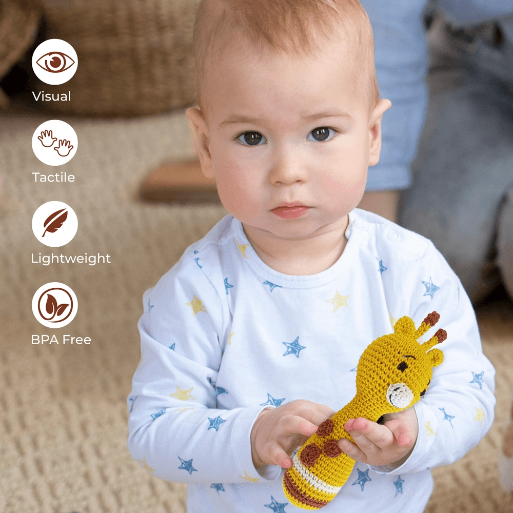 Crochet Ring Rattle Toy - Suitable for 0 month & above premium cotton yarn Tiger
