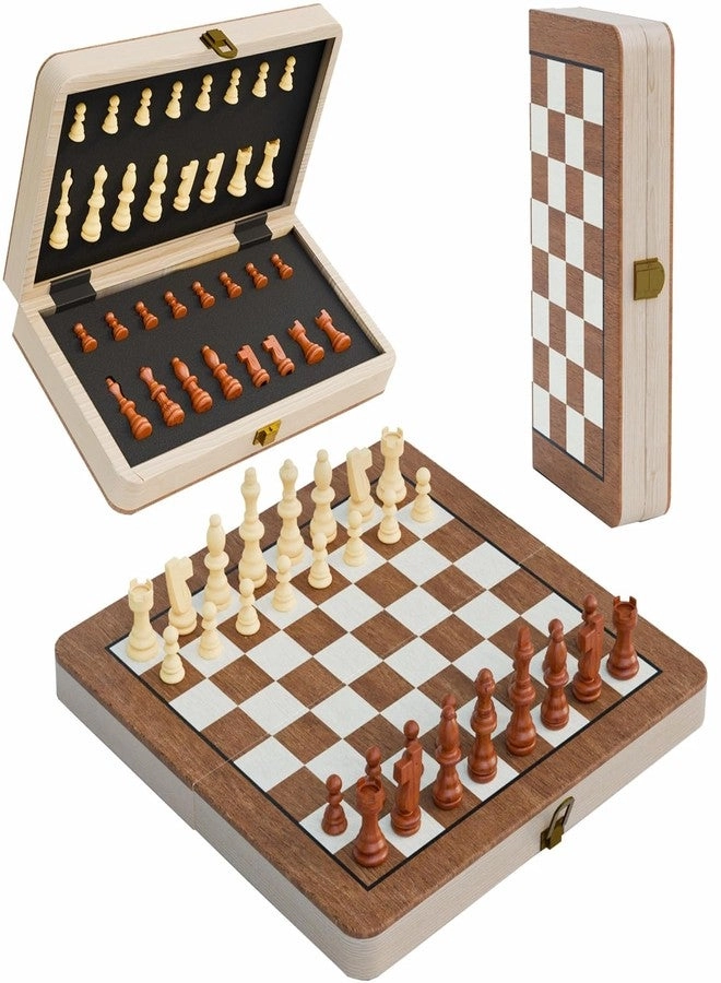 Spocco Wooden Magnetic Chess Board Set - Compact & Foldable Inbuilt Storage Anti Scratch Surface