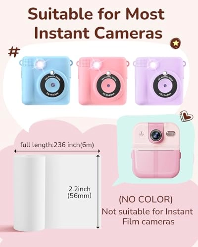 Kids Camera Paper Roll Refill - 6 Rolls 2 Inches