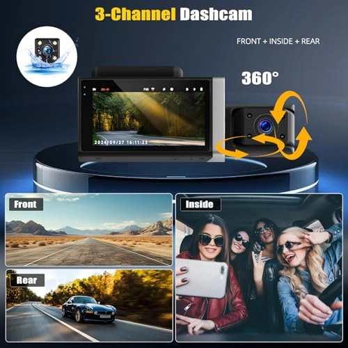 3 Channel Dashcam - 1080P front 480P rear 480P interior