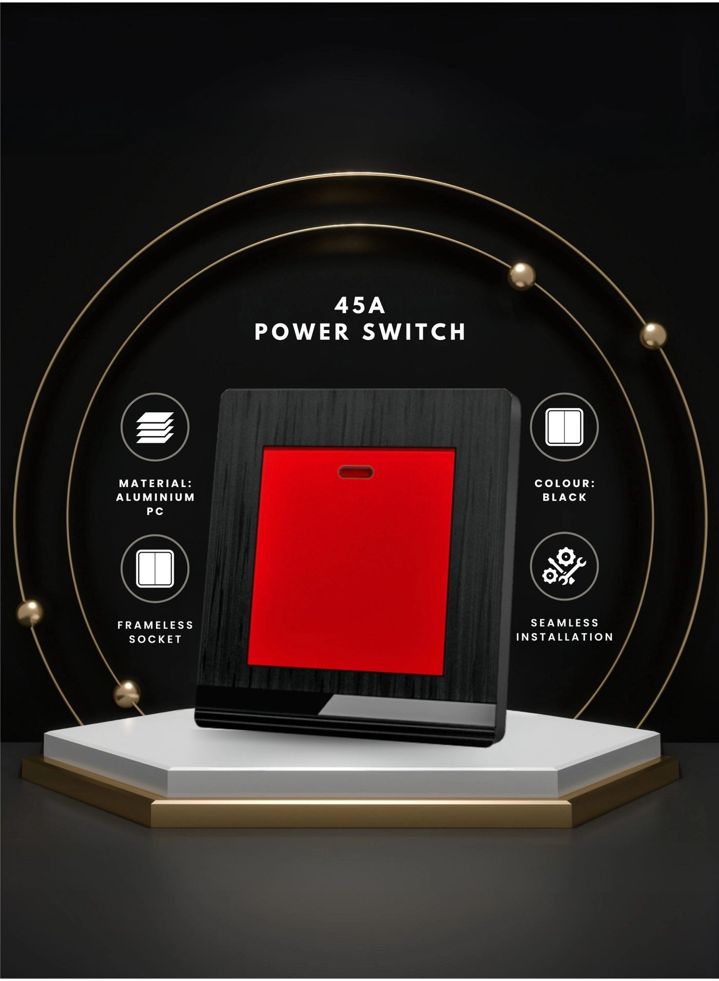 45A High Power Switch - Neon Indicator Fire-Resistant PC