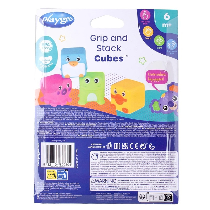 Grip And Stack Cubes - Suitable for 6 months & above 4 Pcs