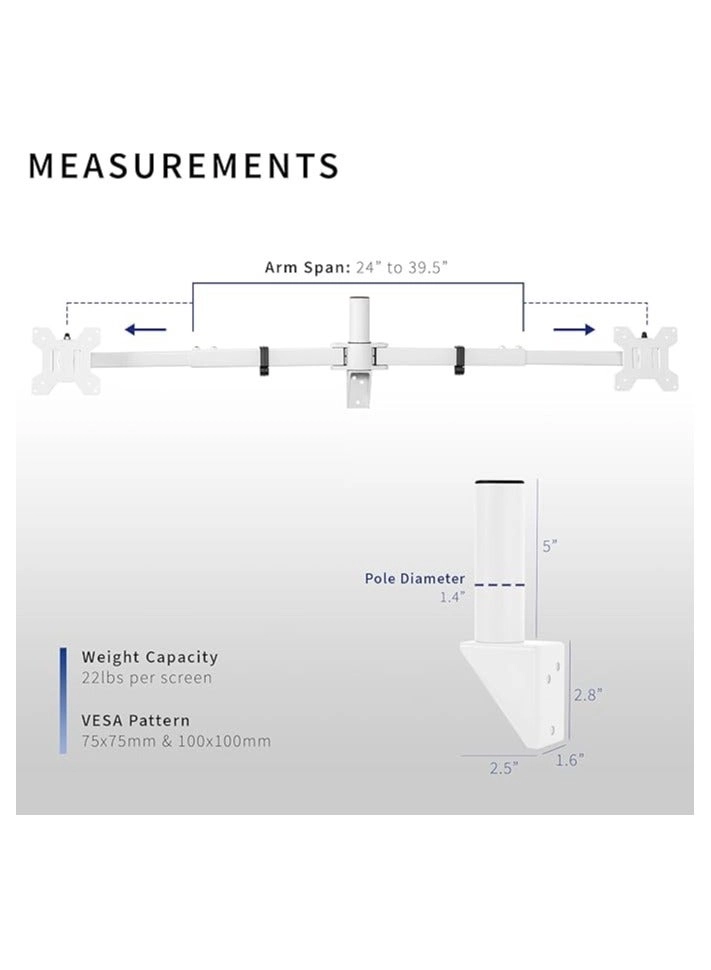 MOUNT-TS38W - Fits 2 Screens 27 to 38 inch VESA 75x75mm or 100x100mm