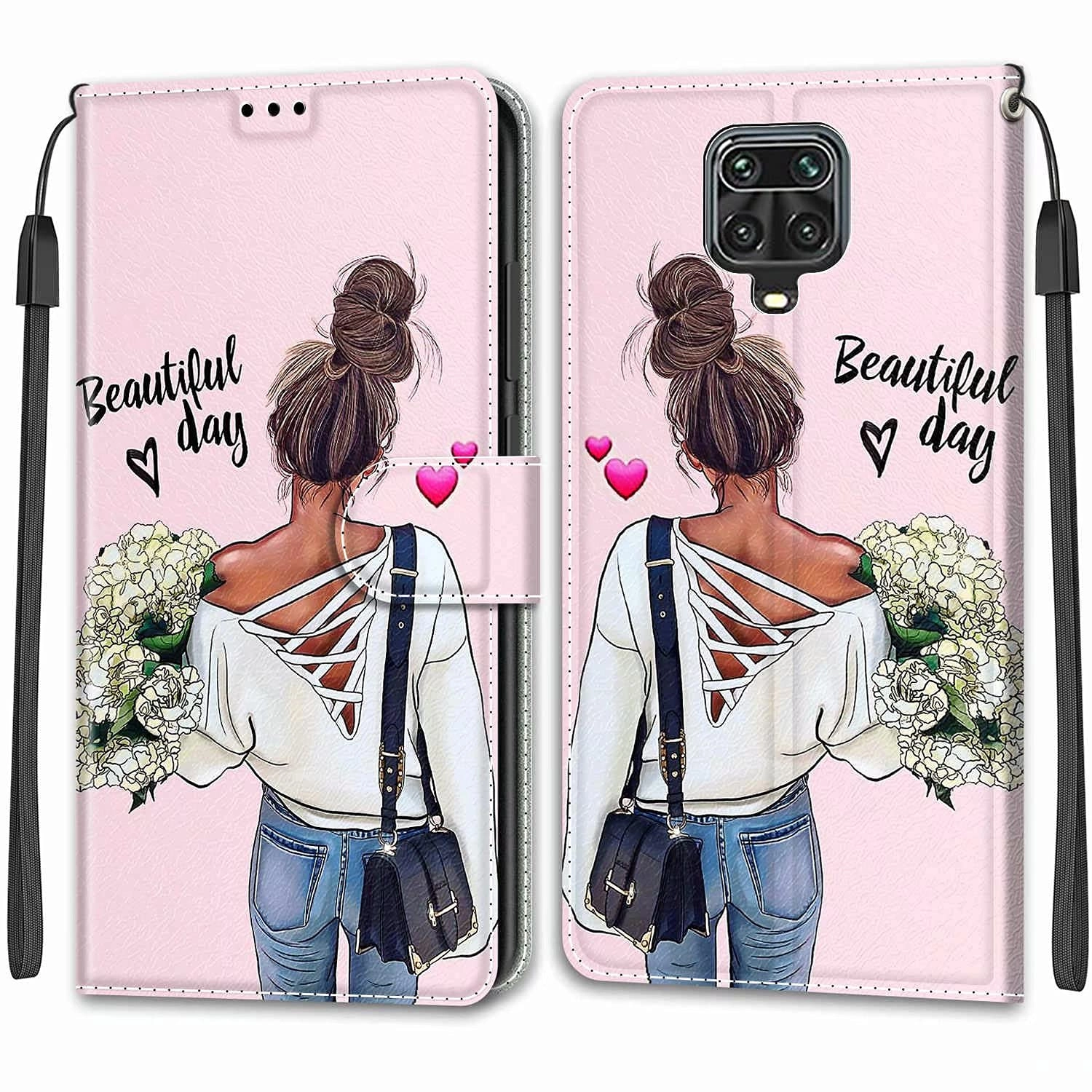 LMFULM Wallet Case Folio for Xiaomi Redmi Note 9S - Faux Leather, Thermoplastic Polyurethane