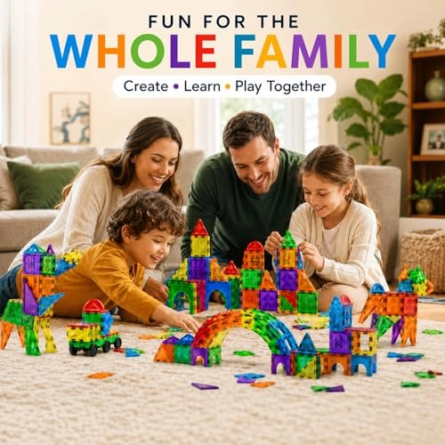 Magnetic Building Set - Castle, Train, Robot Figure, Tree, Tower / House Building/Castle 156 pcs