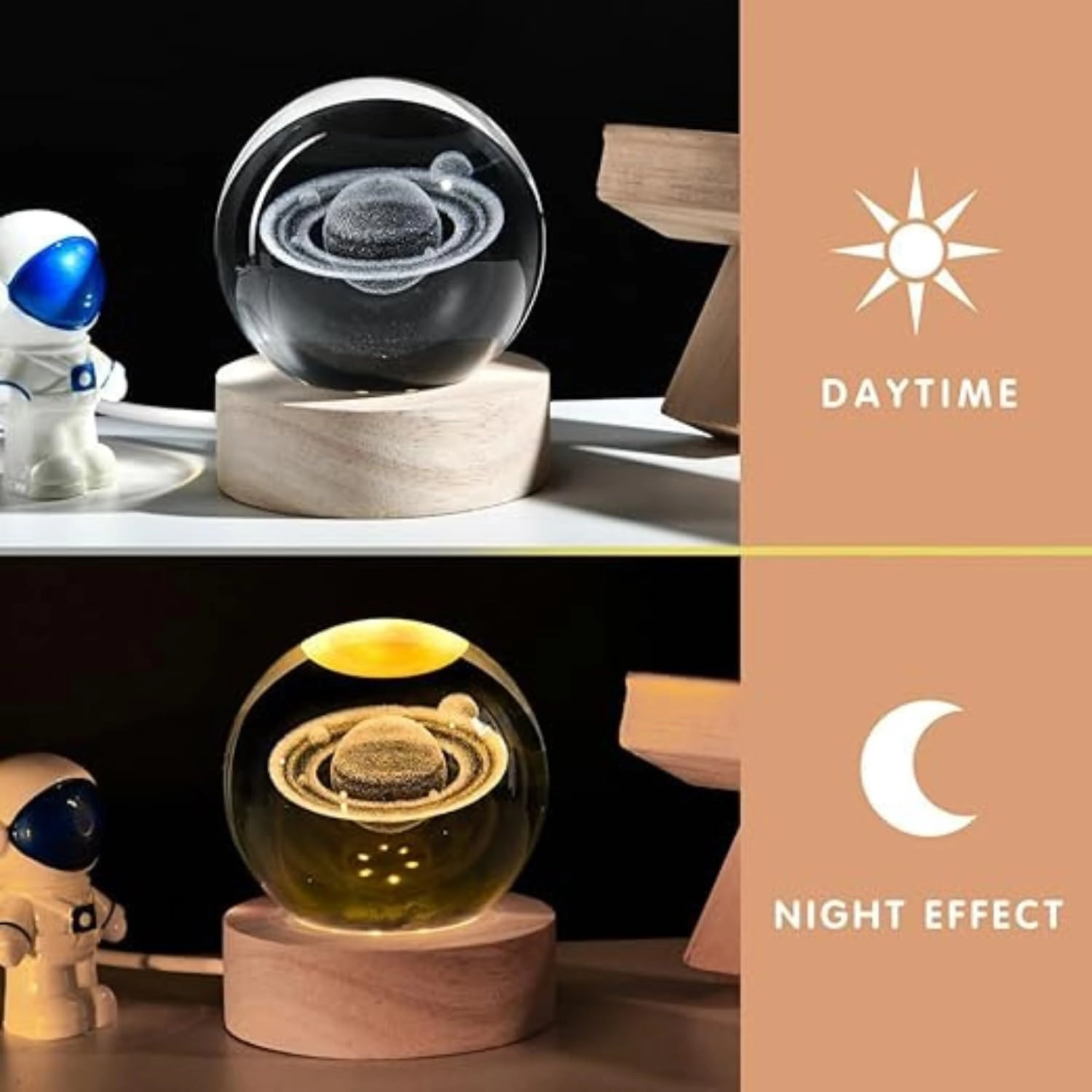 3D Crystal Galaxy Ball - Saturn Warm White USB