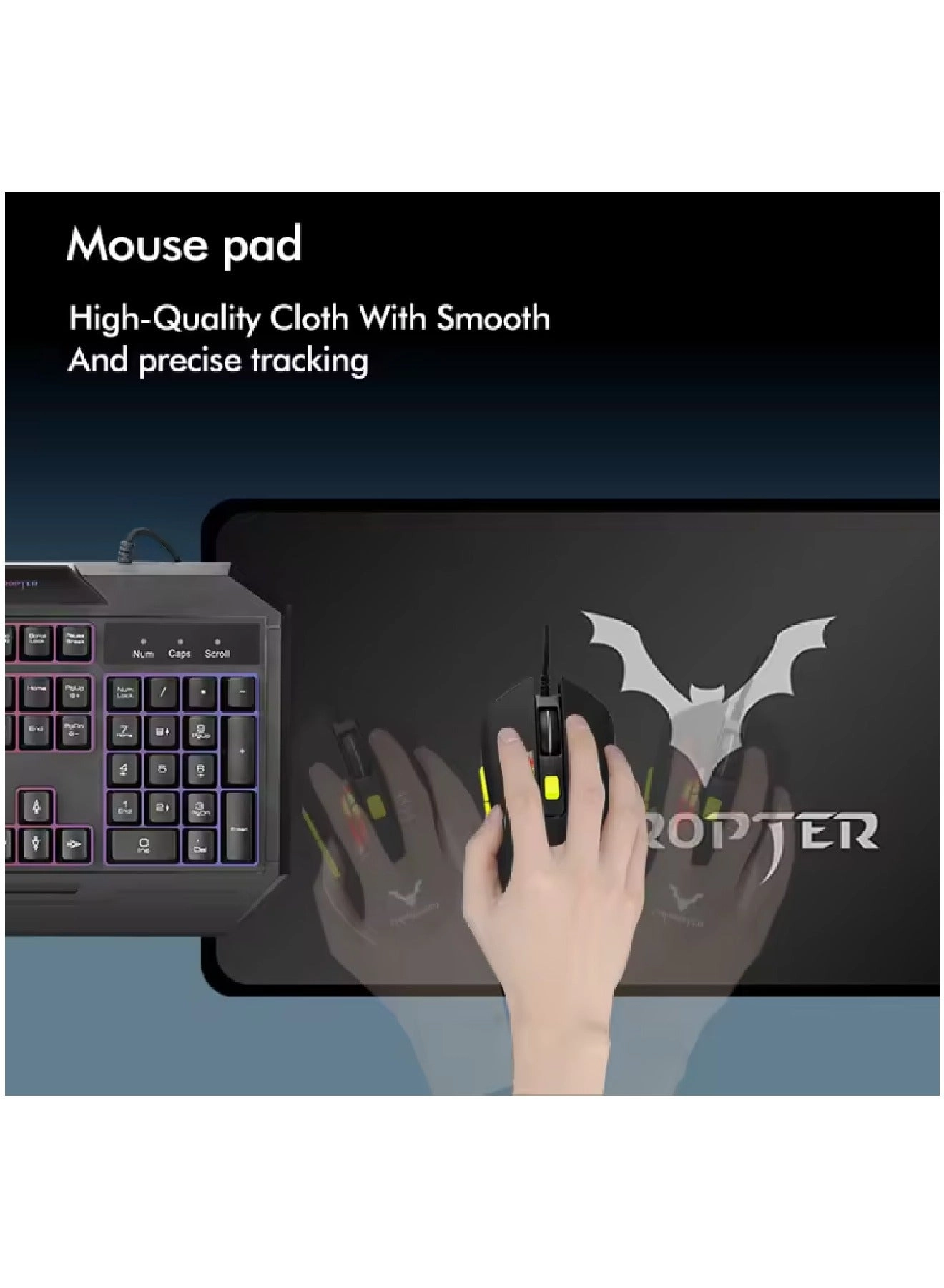 Keyboard + Mouse + Headphone + Mouse Pad - English/Arabic Wired