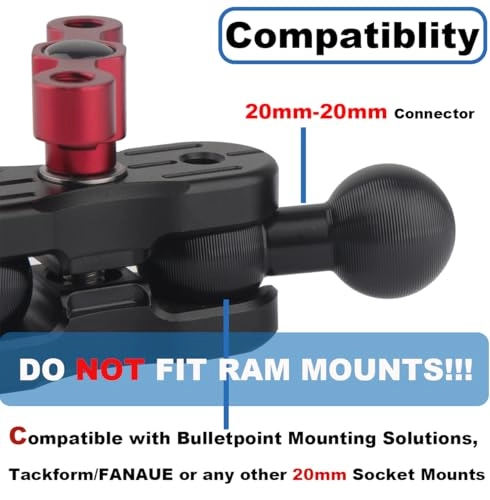 1289 - Aluminum 20mm Double Socket Arm 2.36"