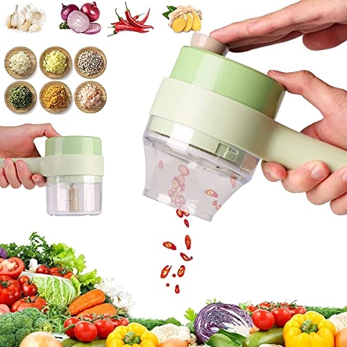 4-in-1 Electric Vegetable Chopper Cutter - Rechargeable