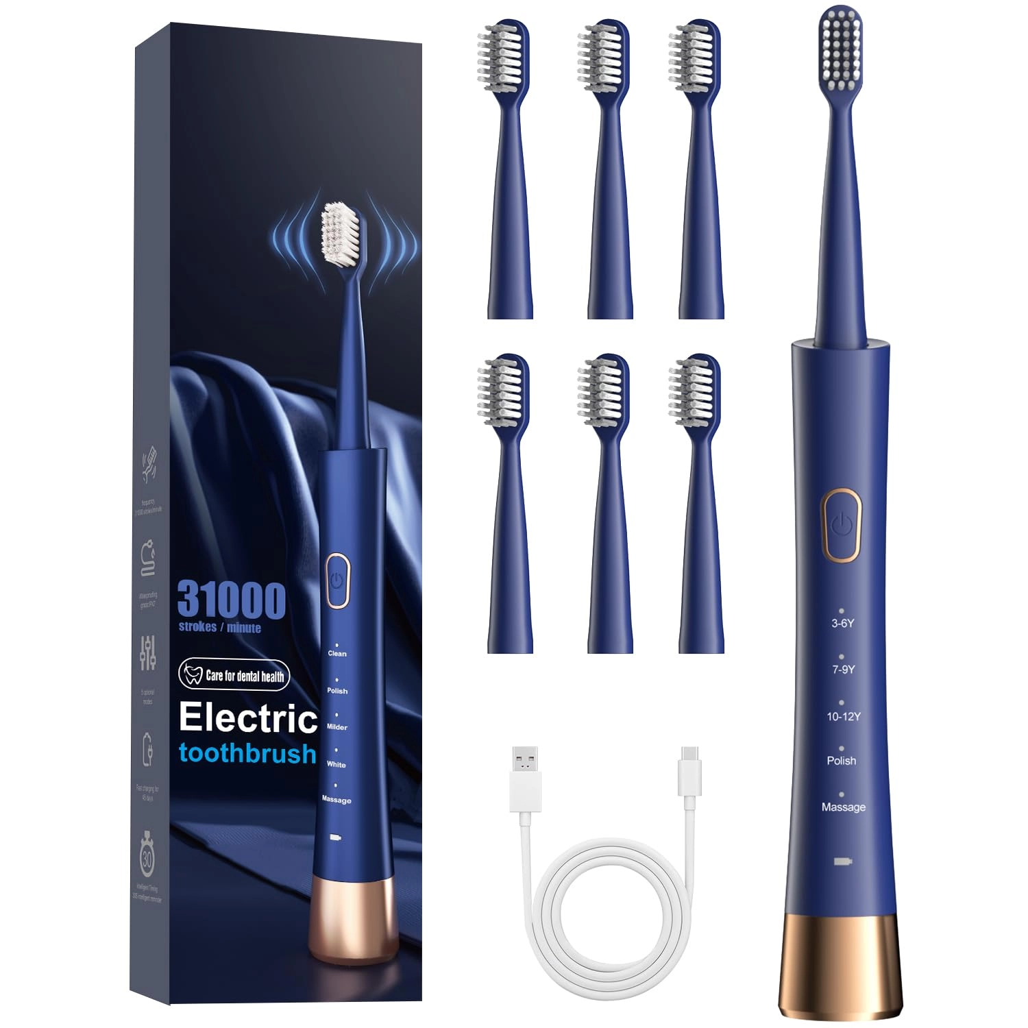 J40 - Sonic 5 Modes 6 Brush Heads