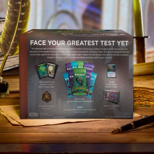 Secrets of Strixhaven Play Booster - 9 Play Boosters + Secrets of Strixhaven Land Card - 30 Land cards + Alt-Art Card - 1 Alt-art card + Exclusive Accessories - Exclusive Accessories