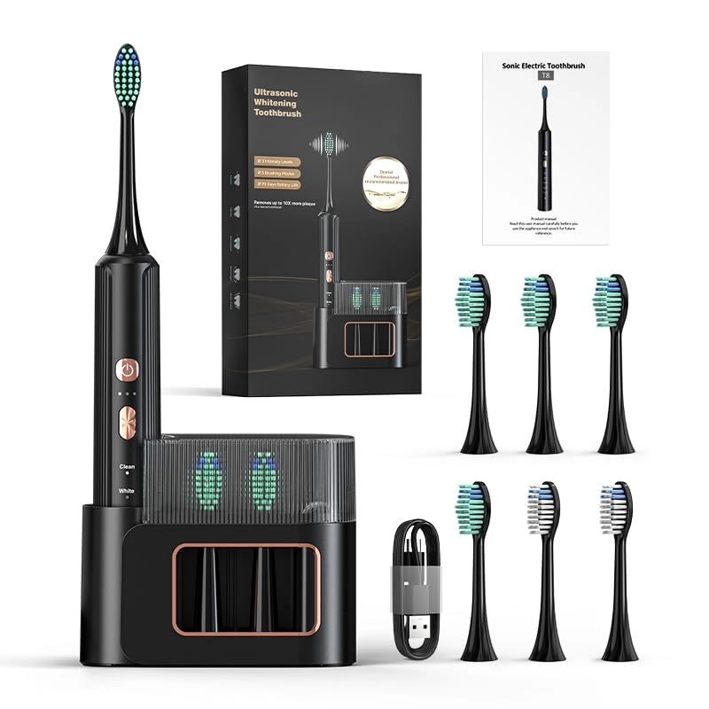 Zocaed T8 - Rechargeable 6 Replacement Brush Heads 5 Modes