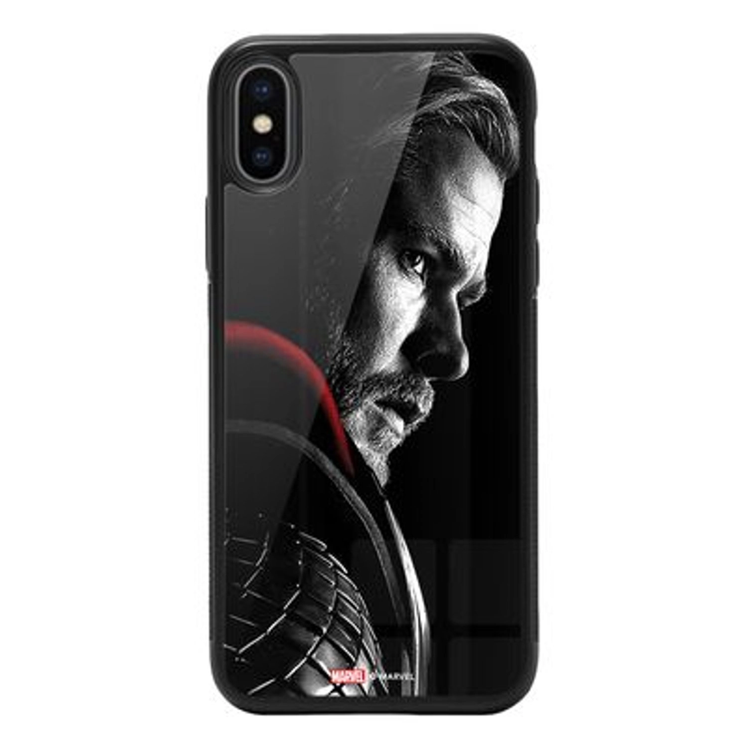 Thor's side profile Back Case TPU Bumper Case + Tempered Glass Back for iPhone Xs