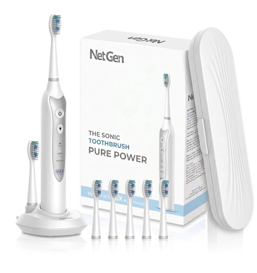 Lexmark Sonic Toothbrush - 3 Brushing Modes 5 Replacement Heads Inductive Charging