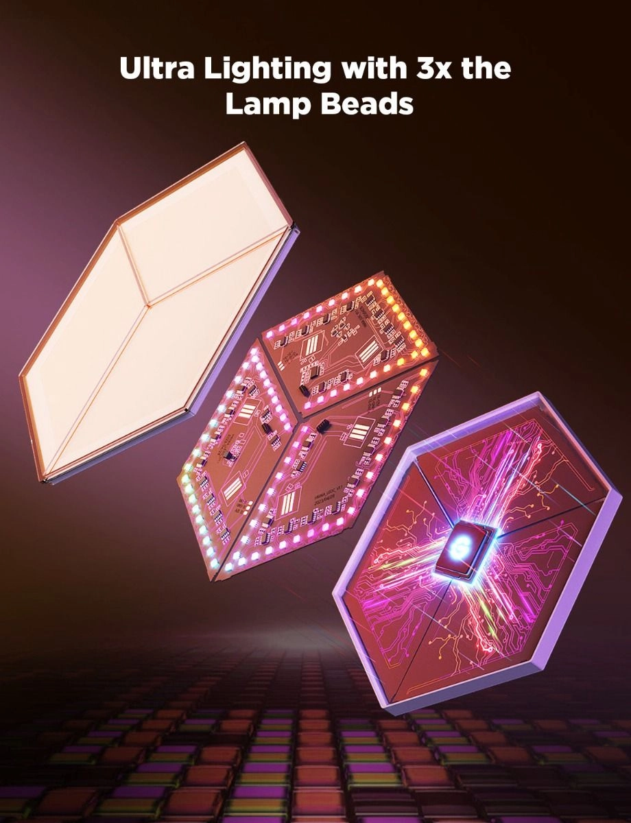 Glide Hexagon Light Panels - Ultra Meteor Grey Pack Of 7