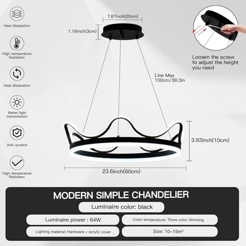 Crown LED Chandelier - 3000K–4000K–6000K Dimmable