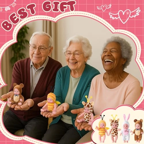 Mini Reborn Baby Doll - 7 inch Polyvinyl Chloride 4 Pcs Gift Set Ages 3+