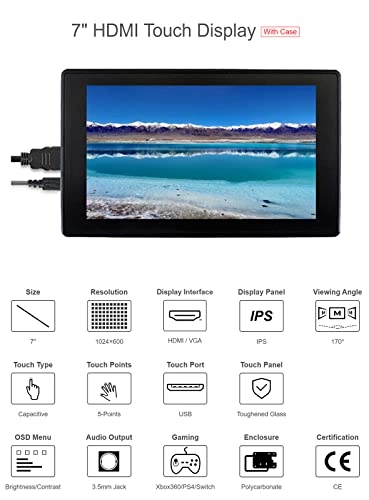 7inch HDMI LCD (H) - 7inch HDMI LCD (H) (with case) 7 Inches 1024x600