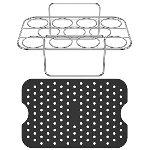 Egg Steamer Rack + Silicone Mat + Skewer Rack - 304 Stainless Steel 2Pcs