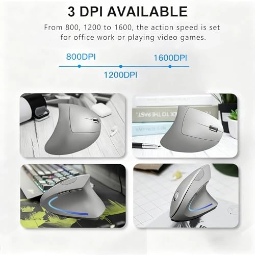 Vertical Ergonomic Optical Mouse - Bluetooth Wi-Fi