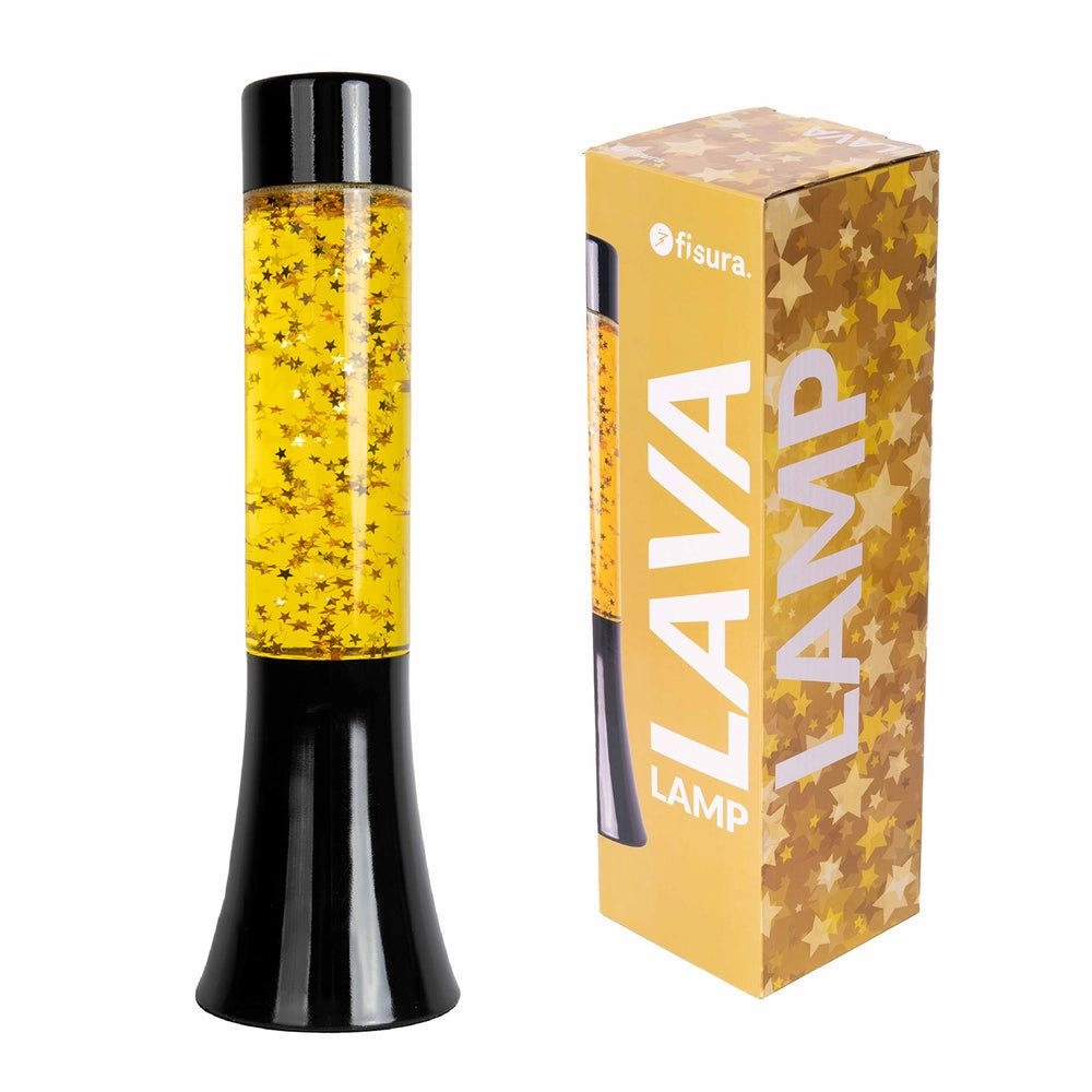 Fisura Mini Lava Lamp - 30 x 9 cm Black Base And Gloden Glitter
