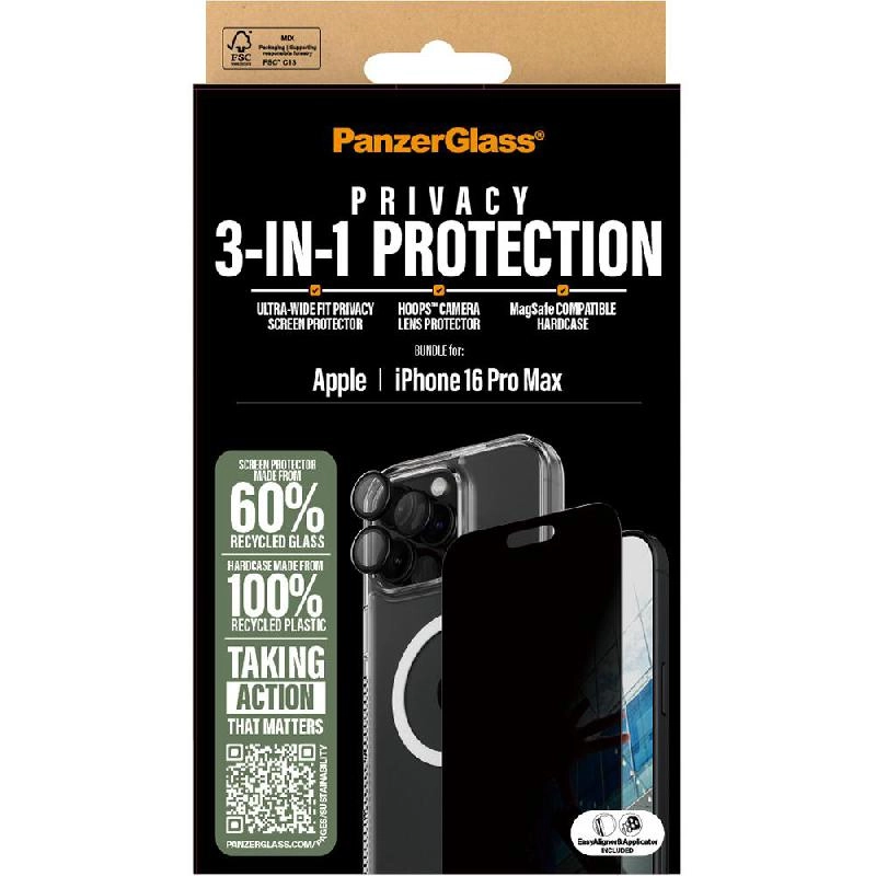 Hard MagSafe Case + Privacy Screen Protector + Hoops Camera Lens Protector for iPhone 17