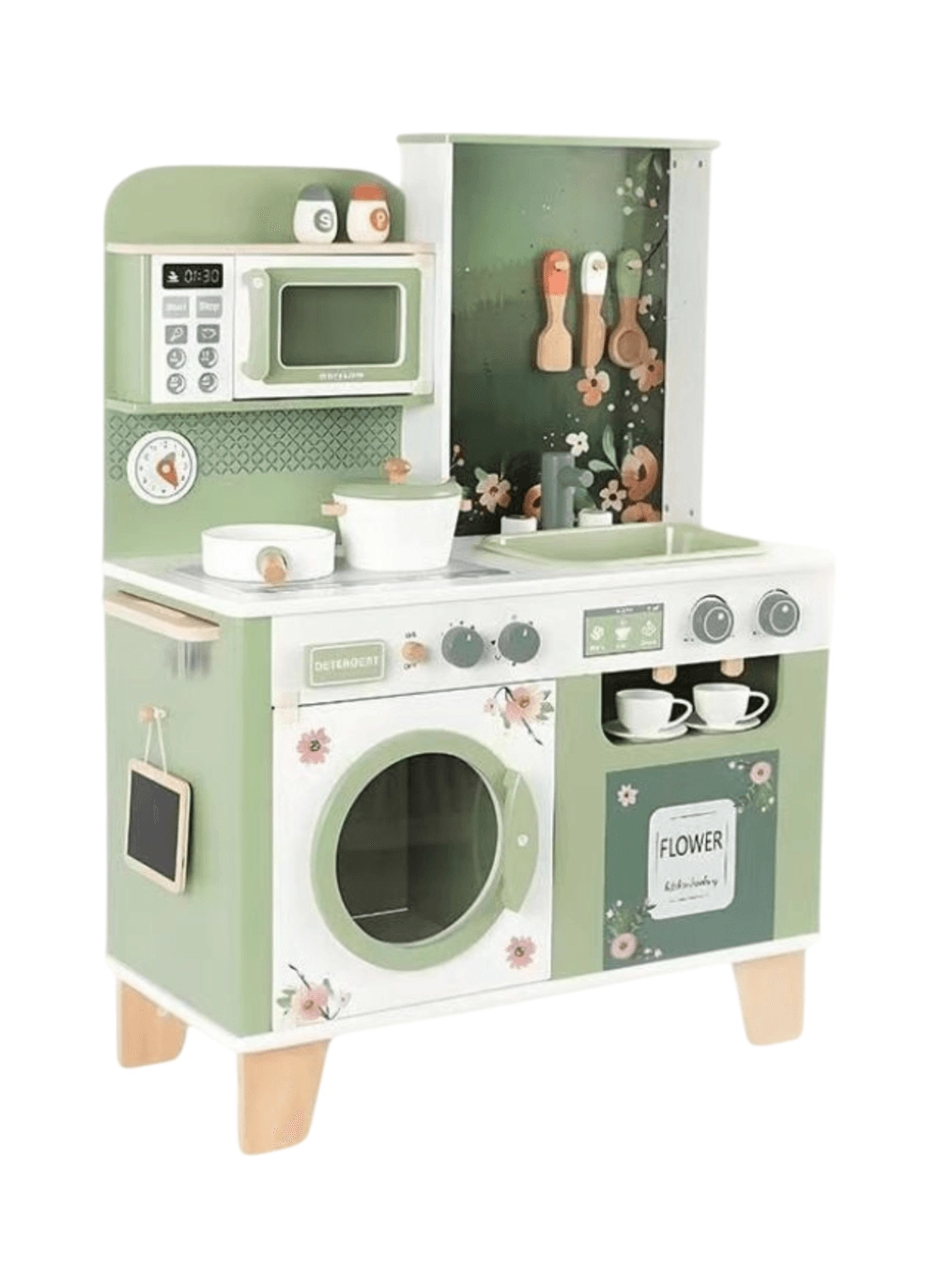 Little Angel Kids Wooden Kitchen Pretend Play Set - 10 pcs+ (5551007-FN24032)