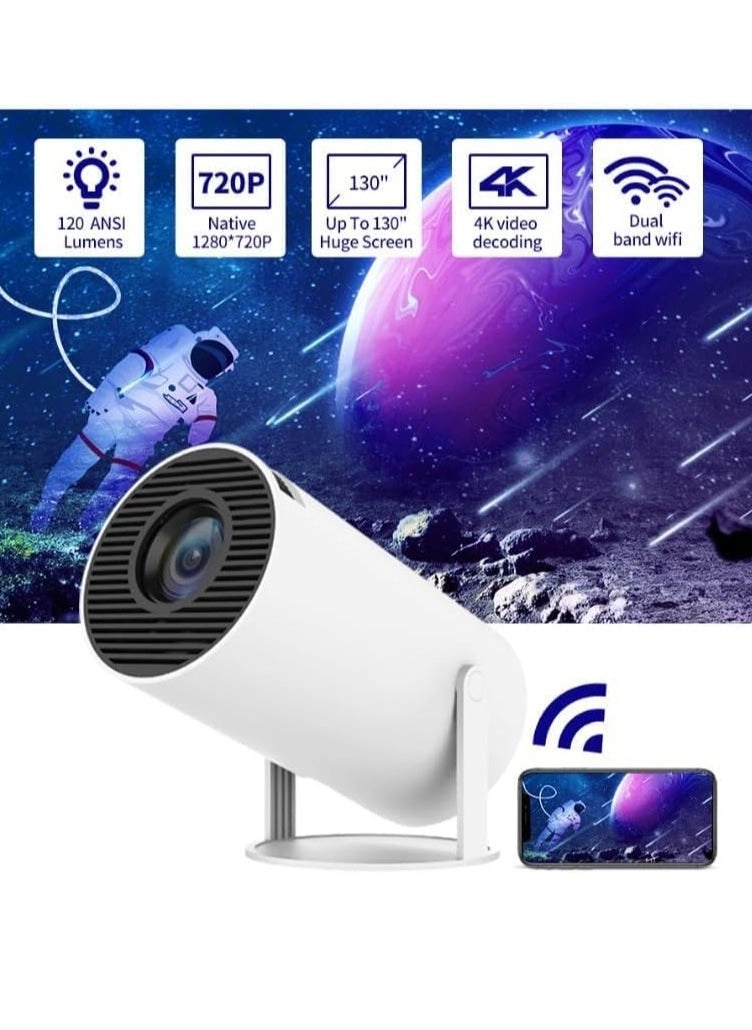 Portable Projector, 4k WIFI Automatic Keystone Correction HD Projector, USB Mini Outdoor Movie Projector, LED Video Smart Home Theater Projectors For Home Office, (1pc, White 4)