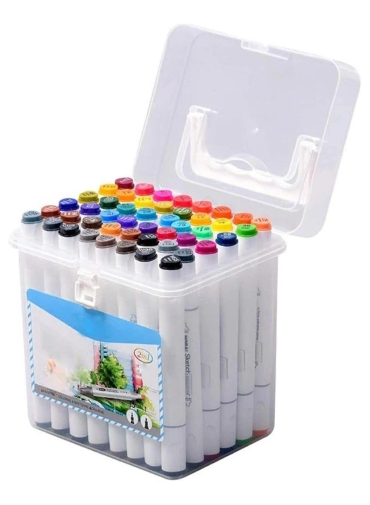 Huitich Double-Headed Soft Oily Marker Set - 60 Colors Fine and broad tips