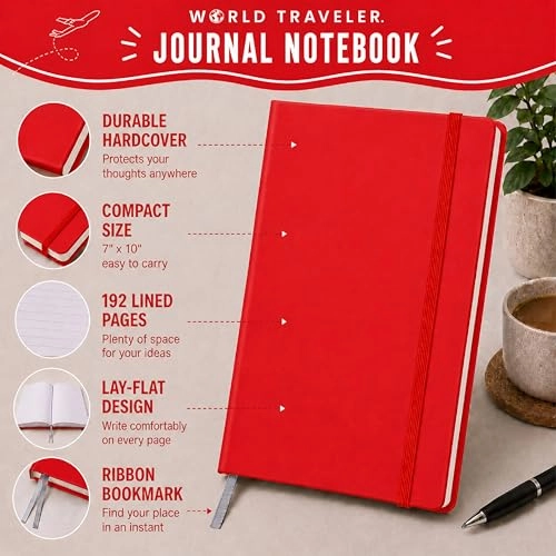 Hardbound Writing Journal 7.25-x-9.6 Inches Hardcover - Lined 192 Pages