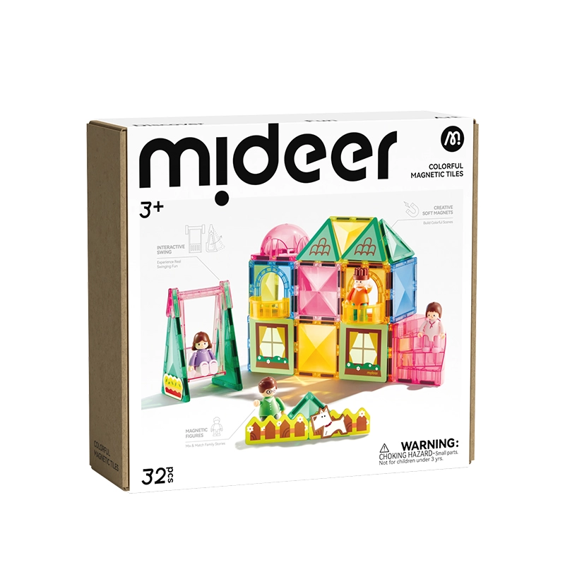 MIDEER Colorful Magnetic Tiles - 32 pcs Family Time