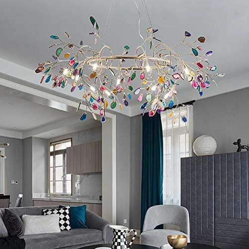 Nordic Branch Agate Chandelier - 9 heads Plated gold