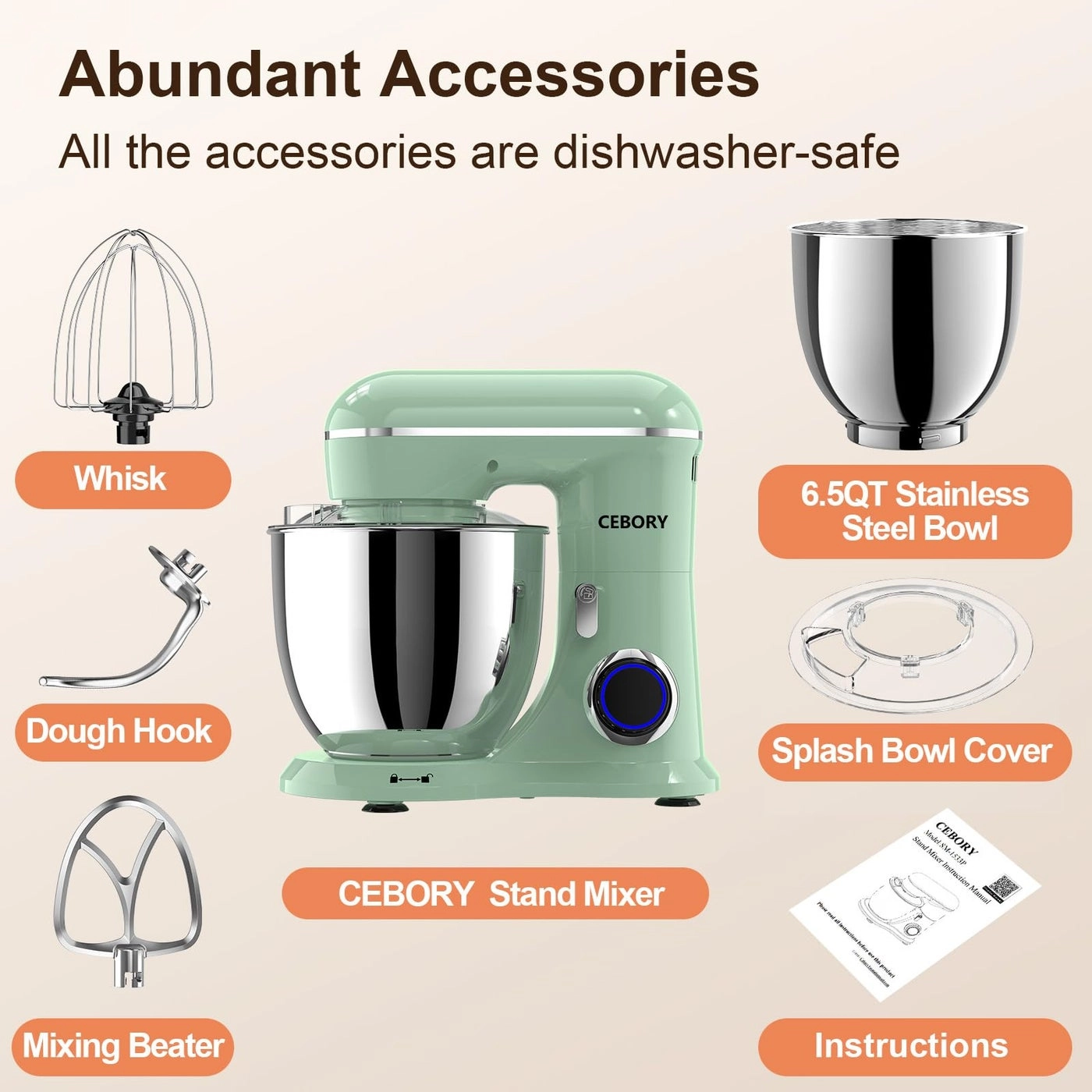 Electric Mixer - 6.5 Quarts 660 watts