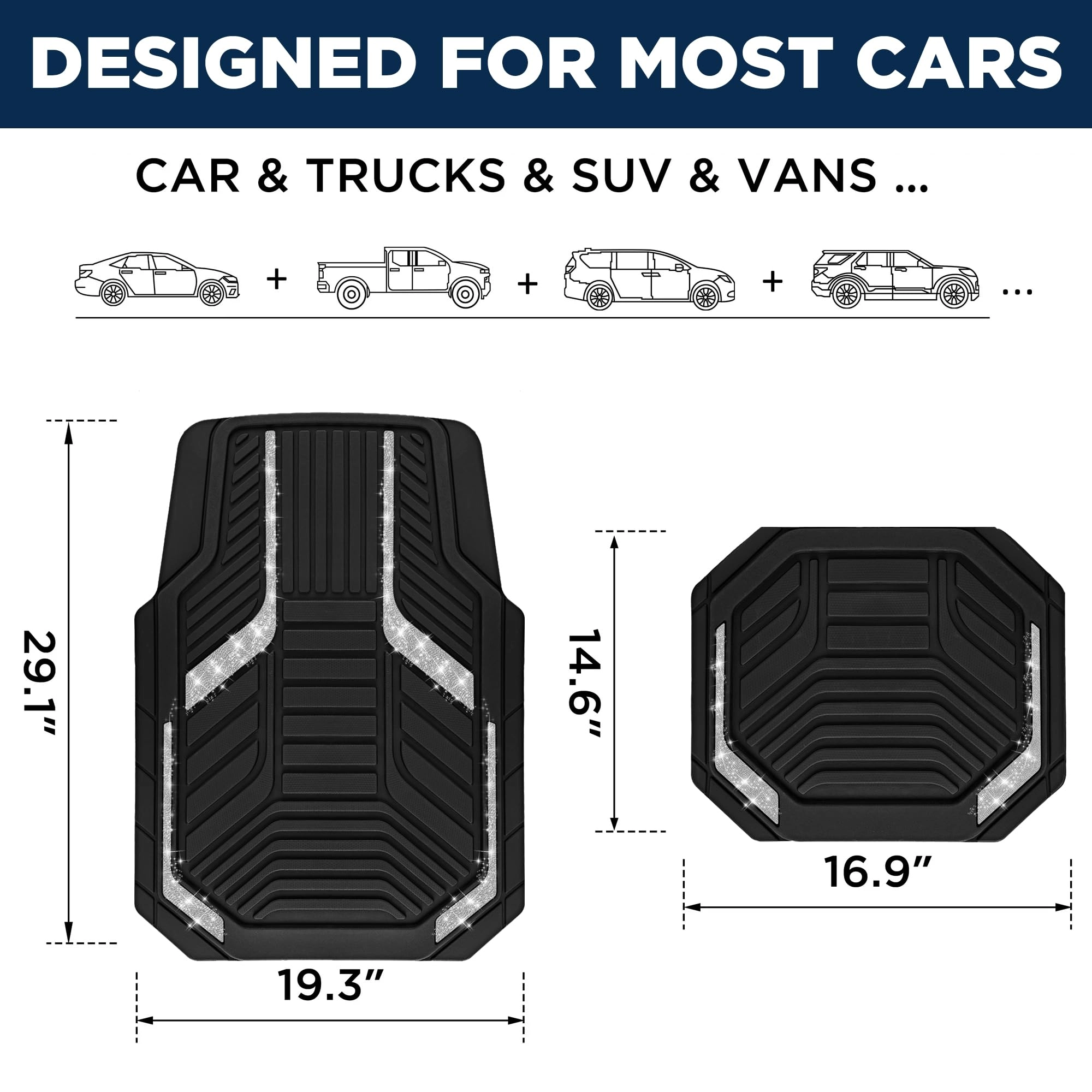 Heavy Duty Rubber Floor Mats - Pink Universal Fit