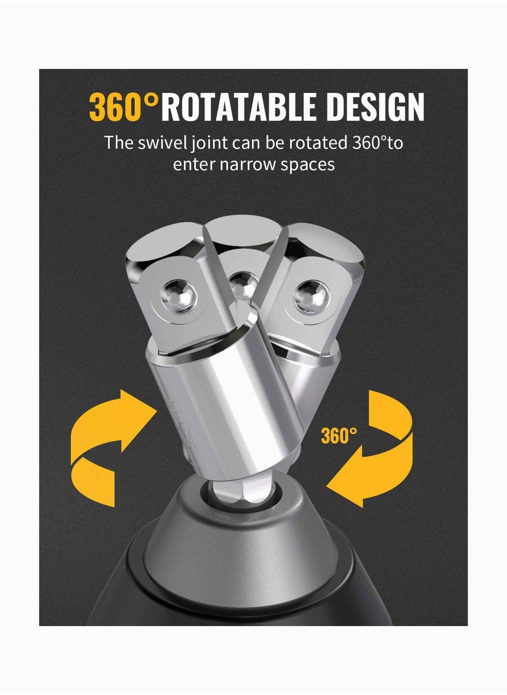 Power Drill Sockets Adapter - Impact Driver Rotatable Hex Shank 1/4" 3/8" 1/2"