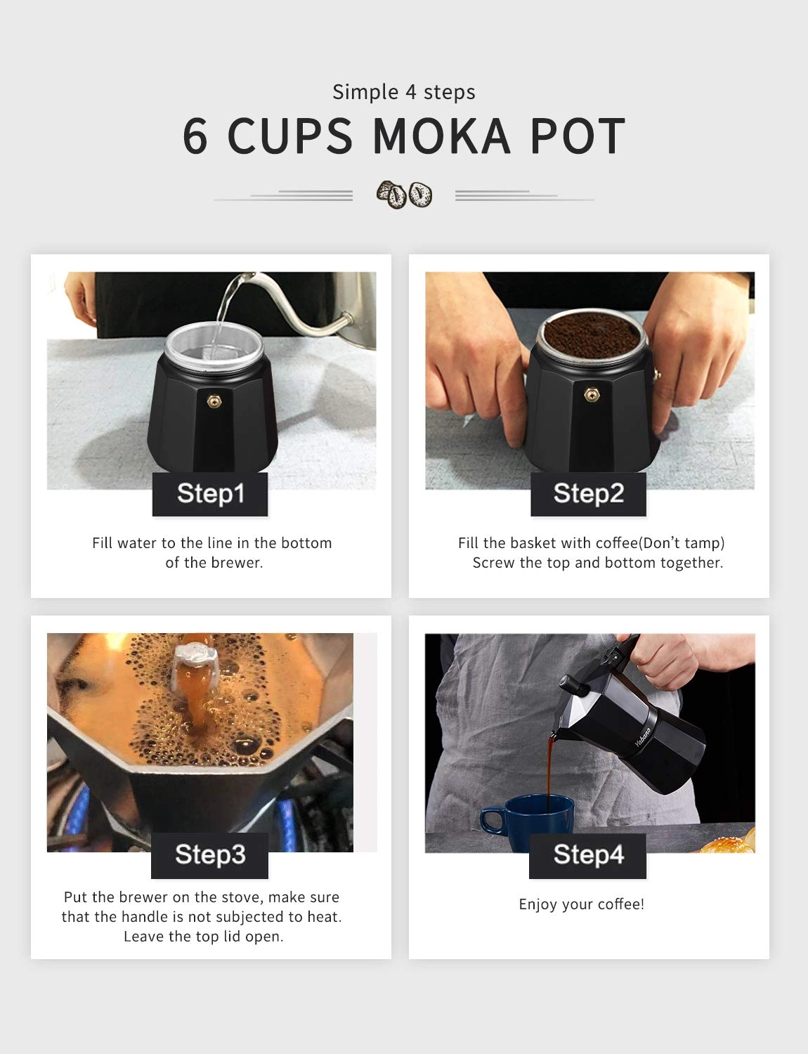 Moka - 6 Cups Gas or Electric