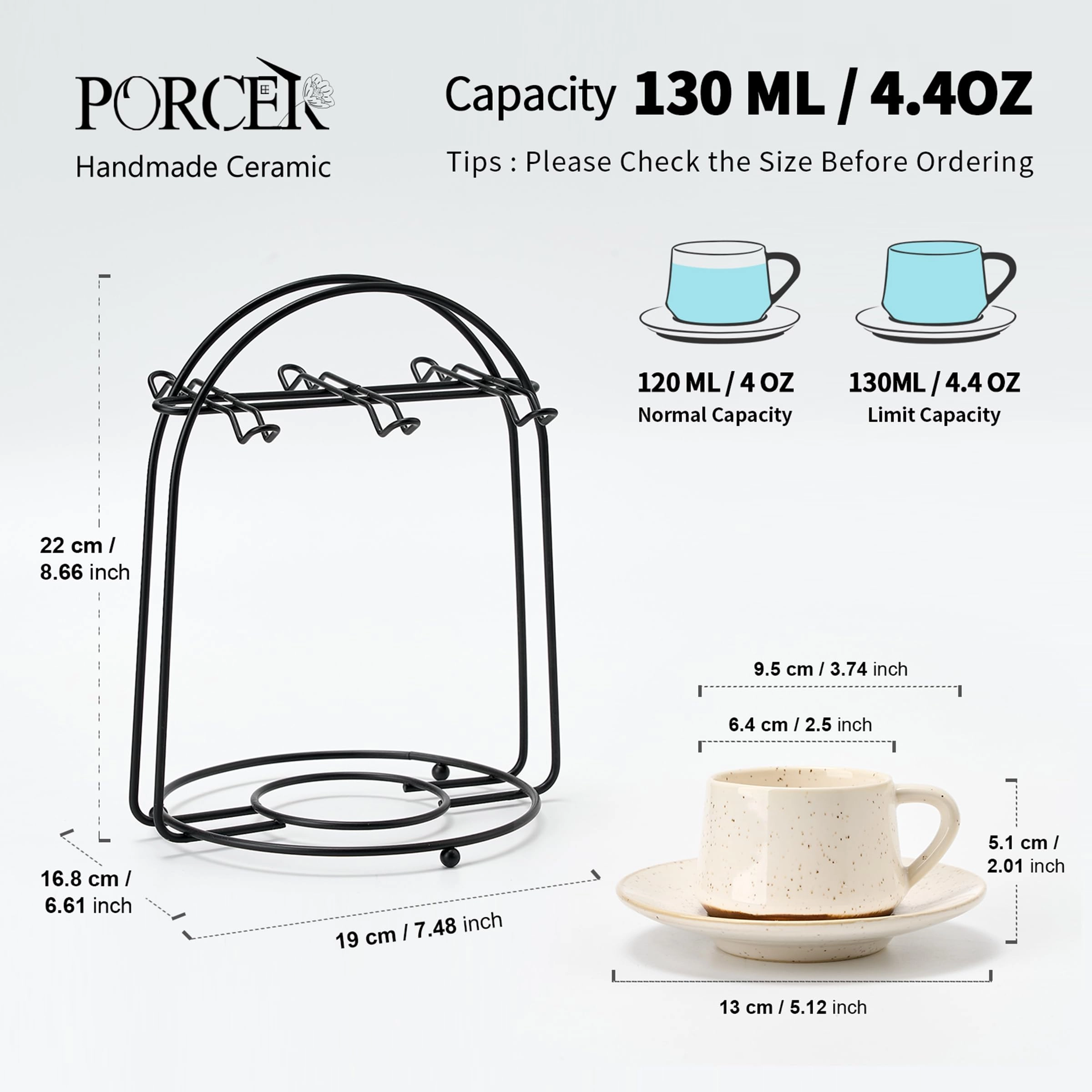 Ceramic Coffee Cup & Saucer - 13 pcs - Irregular Dot - 130 ml