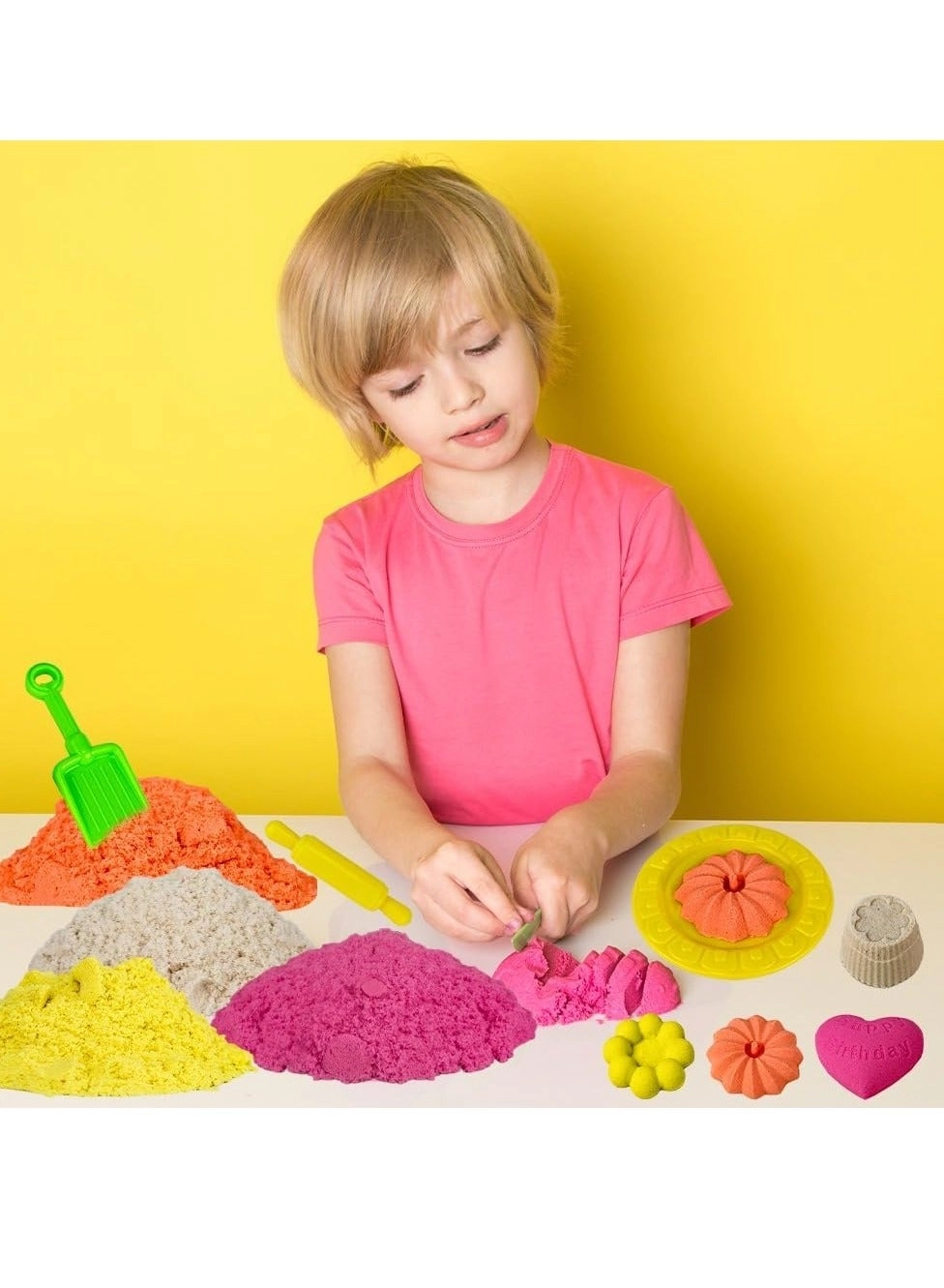 Magical Play Sand Kit - 908g Colorful Birthday Cake Mold