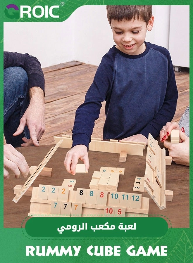 Rummy Cube - Wood 106 Tiles 4 Racks